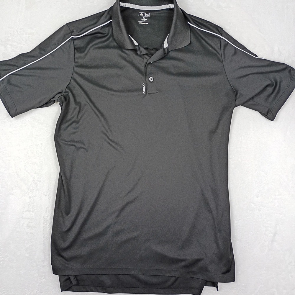 Adidas‎ Golf Adizero Mens XL Black Performance Polo Shirt Short Sleeve 3-Stripe - Picture 9 of 10